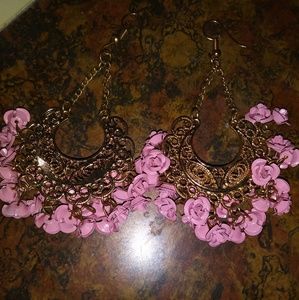 Pink flower Earings